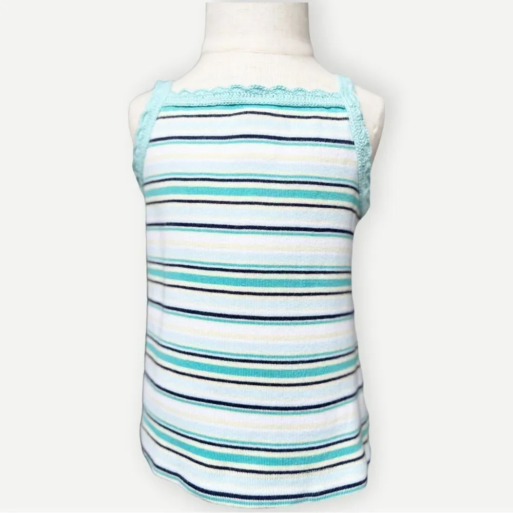 Old Navy Girls Toddler Kids Sleeveless Lace Trim Striped Cotton Tank Top. 4. 4T.